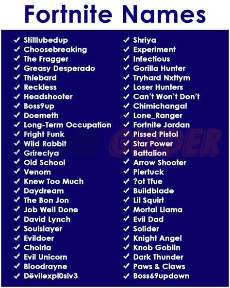 Good Fortnite Names