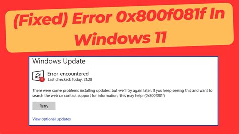 Install Error 0X800f081f